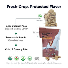 Balance Beam Brazil Nuts packaging with product details on a white background